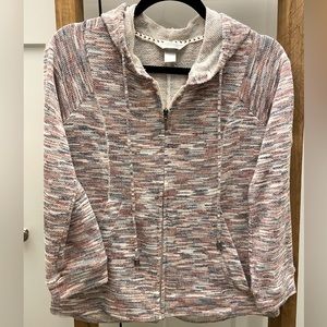 Christopher & Banks Womens Zip Up Hooded Lightweight Sweater, size Sm Petite